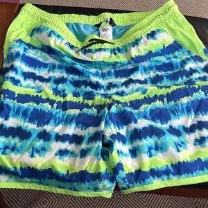 Land’s End Blue and Green Patterned Boy’s  Swim Shorts